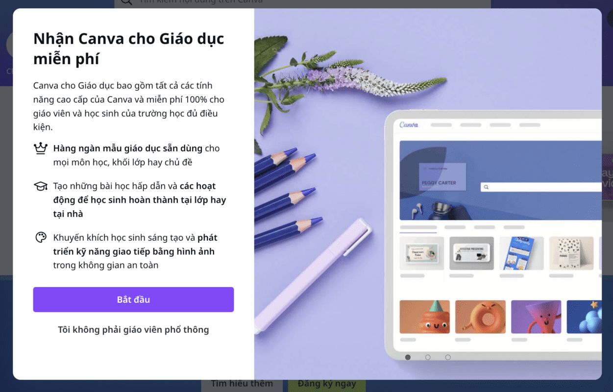 nhận canva cho giáo viên, học sinh, sinh viên